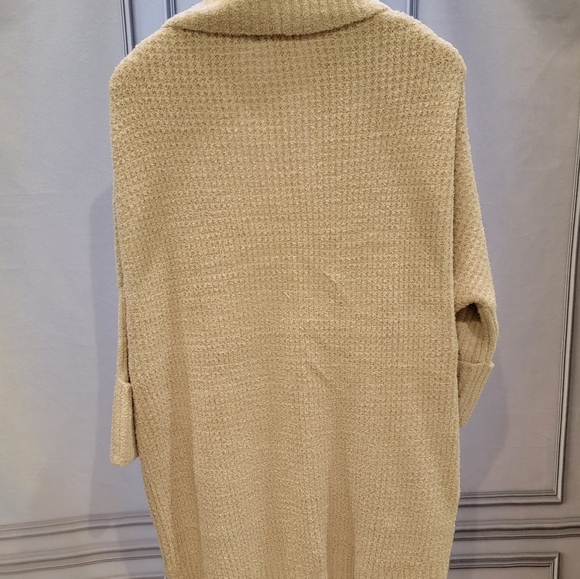 Barefoot Dreams CozyChic Lite Waffle Cocoon Cardigan Stone S/M - Picture 9 of 12